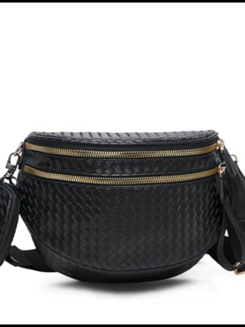 Woven Vegan Leather Bum Bag Crossbody Fanny Pack with Coin Purse